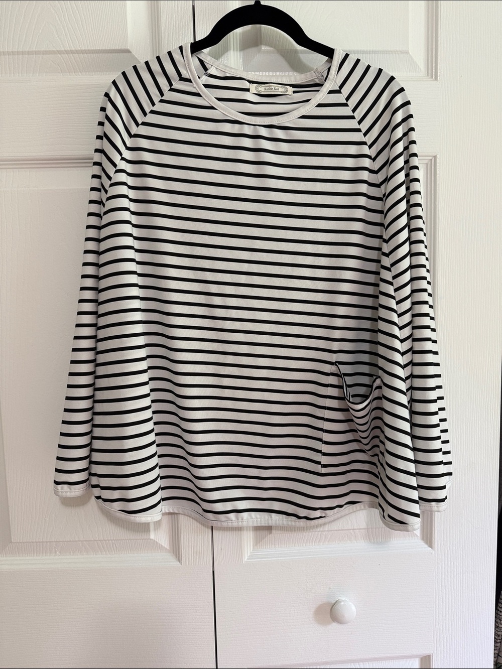 Casual Black & White Striped nursing Tee by Kefee Kol